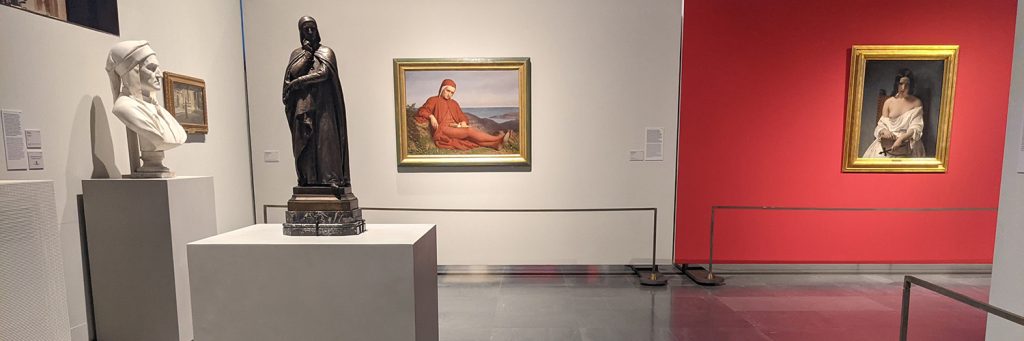 Statuetta di Dante esposta alla mostra Dante e Shakespeare